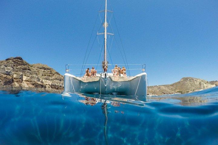 Santorini Catamaran Cruise with Fresh Meal and Open Bar