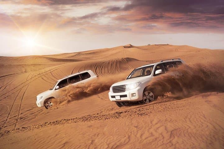 Private Morning Desert Dune Bashing, Sandboarding, Camel Riding