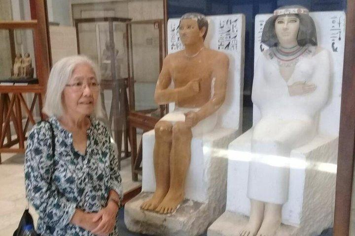 Giza pyramids, Egyptian museum and local bazaars from Cairo airport