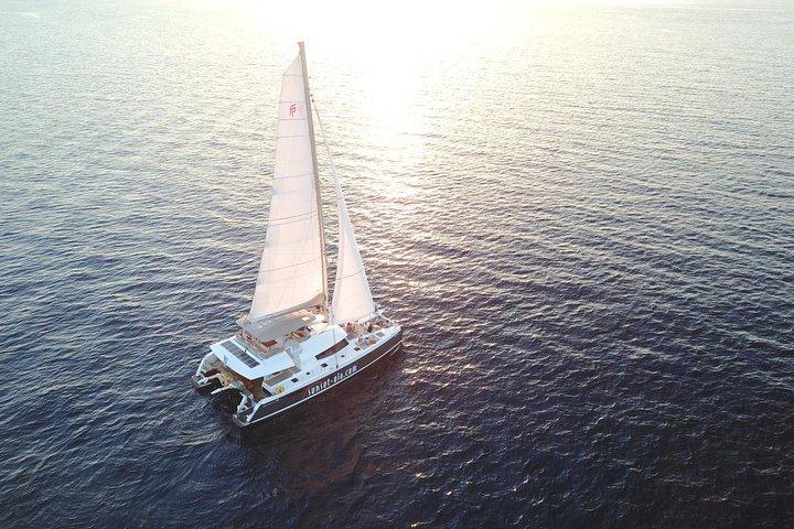 Santorini Luxury Catamaran Day Cruise with BBQ,drinks,transfer
