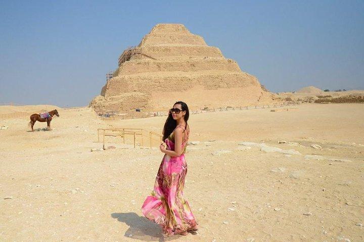 8-Hours private tour Giza pyramids, Sakkara step pyramids and Memphis old city