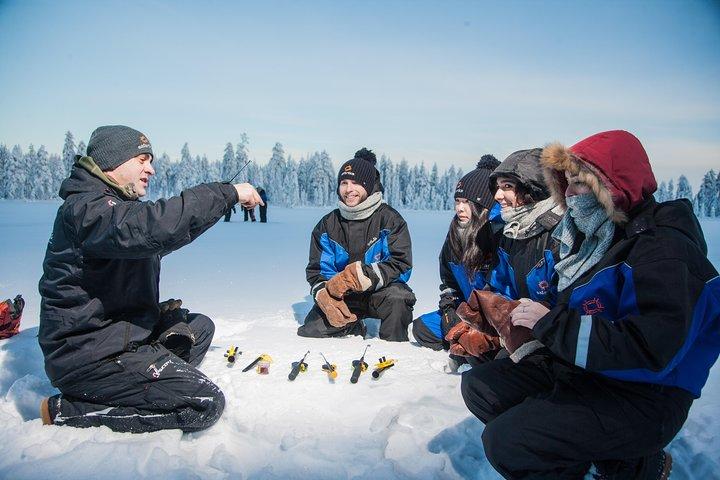 Lappish Lunch Break -Snowmobiling, ice fishing and tasty food