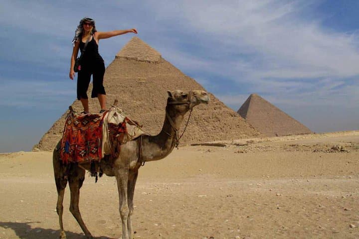 Camel Ride Trip Around Giza Pyramids During Sunrise Or Sunset