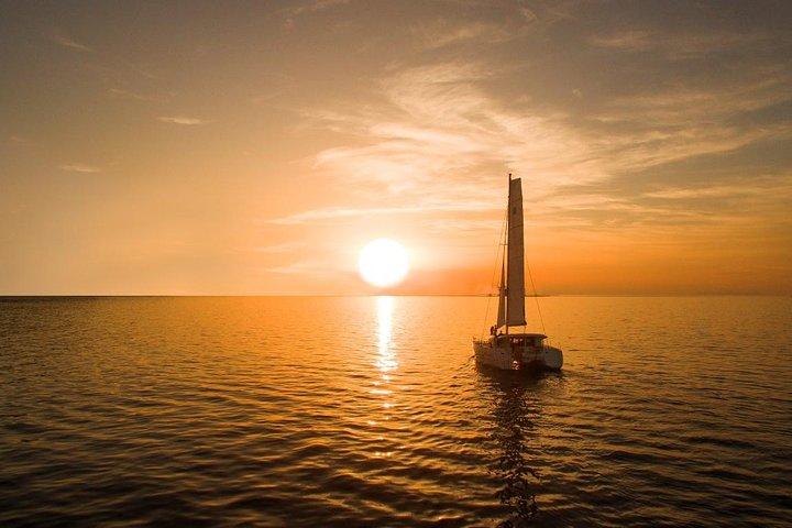 Santorini Luxury Catamaran Sunset Cruise with BBQ, Drink and Transfer