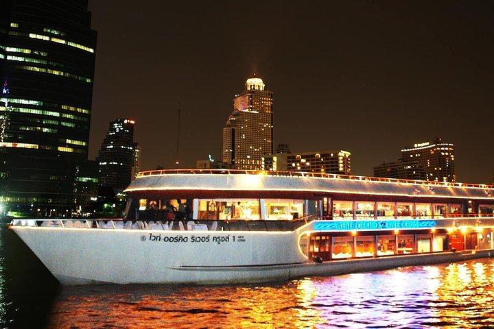 White Orchid Dinner Cruise in Bangkok with Pickup & Live Music