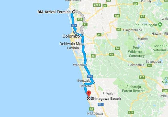 Private Taxi from Sri Lanka Airport (CMB-BIA) to Shinagawa Beach Balapitiya