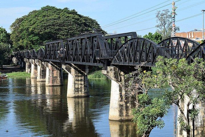 Train trip death railway Bridge on river Kwai from Bangkok to Kanchanaburi trip
