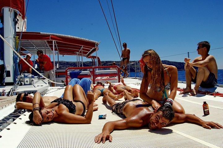 Santorini Cruise on Catamaran with BBQ & Open Bar
