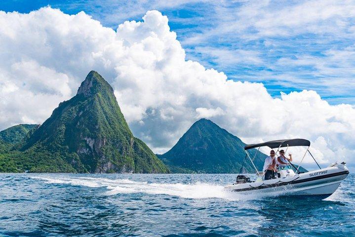 St. Lucia Speedboat and Power Snorkel From Castries