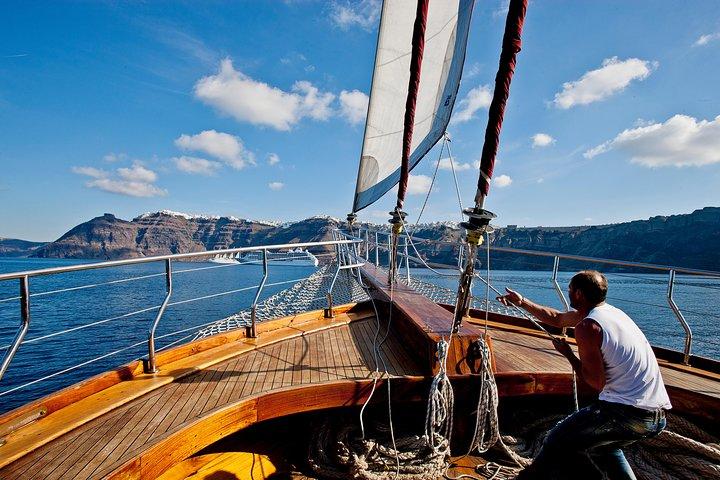 Santorini Caldera Sunset Sailing Cruise with Dinner and Wine