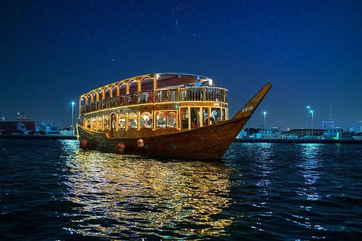 Dubai Creek Luxury Dhow Dinner Cruise with Return Hotel Transfer