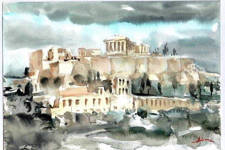 Athens: Watercolor Acropolis Painting Workshop with Local Artist