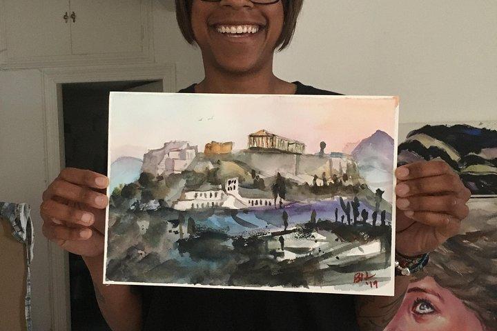 Athens: Watercolor Acropolis Painting Workshop with Local Artist