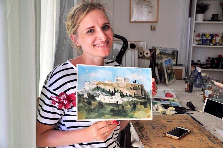 Athens: Watercolor Acropolis Painting Workshop with Local Artist