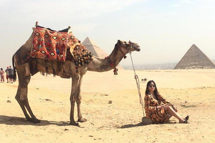 a camel ride in Sunset, with dinner Sound&Light Show at Giza Pyramids