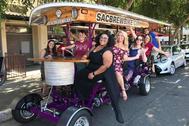 Pedal, Drink, and Bar hop through Sacramento on a 15 seat Beer Bike