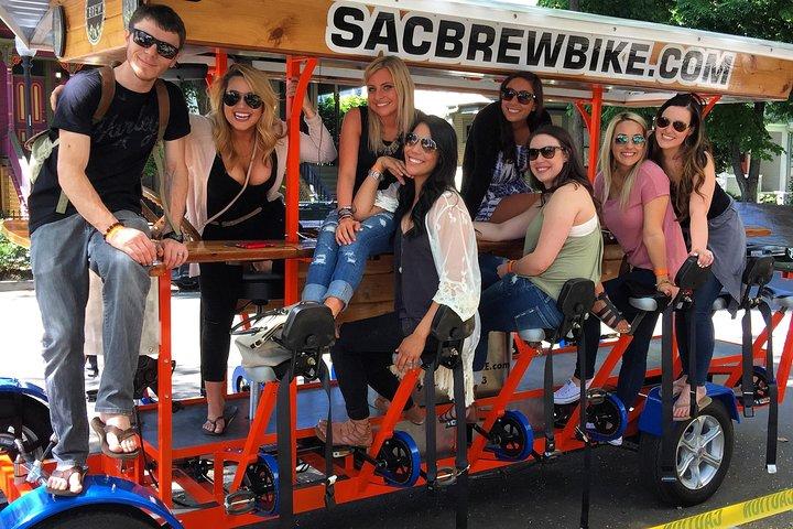 Pedal, Drink, and Bar hop through Sacramento on a 15 seat Beer Bike
