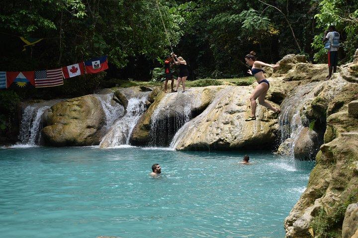 Blue Hole plus Secret Falls and Dunns River Falls Combo from Falmouth Hotels