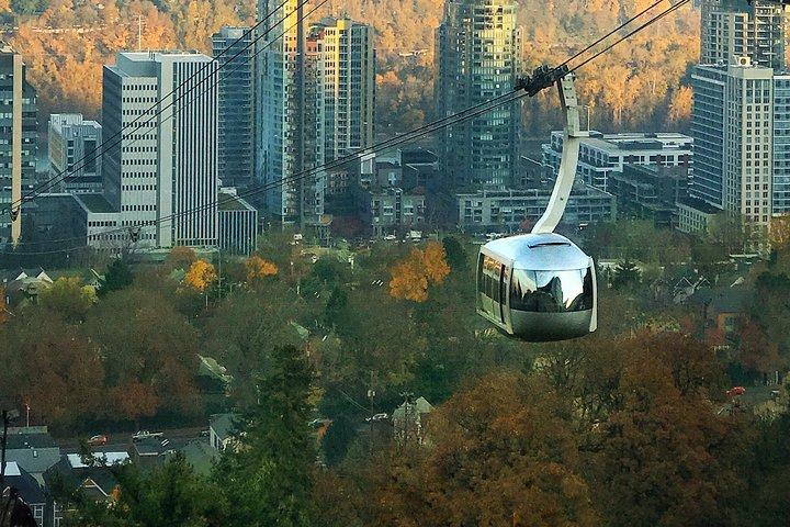 Aerial Tram Ride with Doughnuts near Sunrise in Portland Oregon