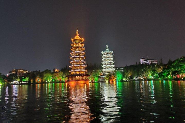 Full-Day Guilin Li-River Cruise with 4 star boat and Four Lake Night Cruise Tour