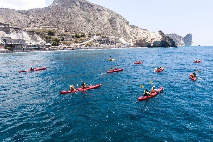 Santorini Guided Sea Kayaking with Light Lunch and Pick-up Option