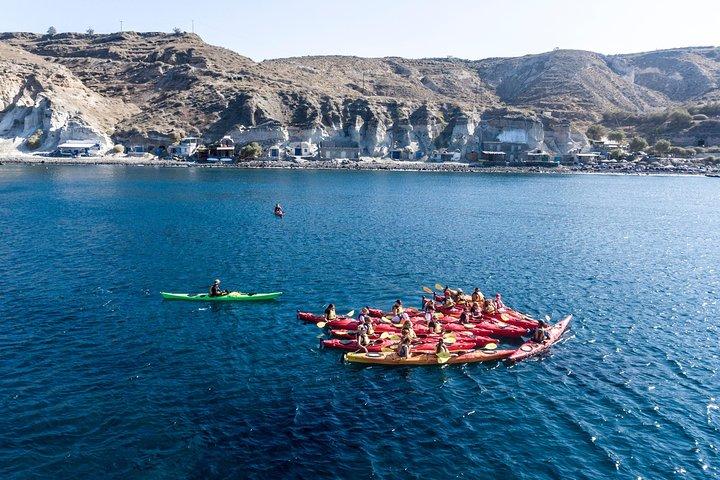 Santorini Guided Sea Kayaking with Light Lunch and Pick-up Option