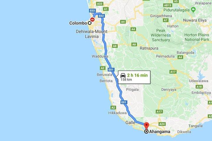 Colombo City to Ahangama City Private Transfer