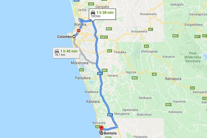 Colombo City to Bentota City Private Transfer