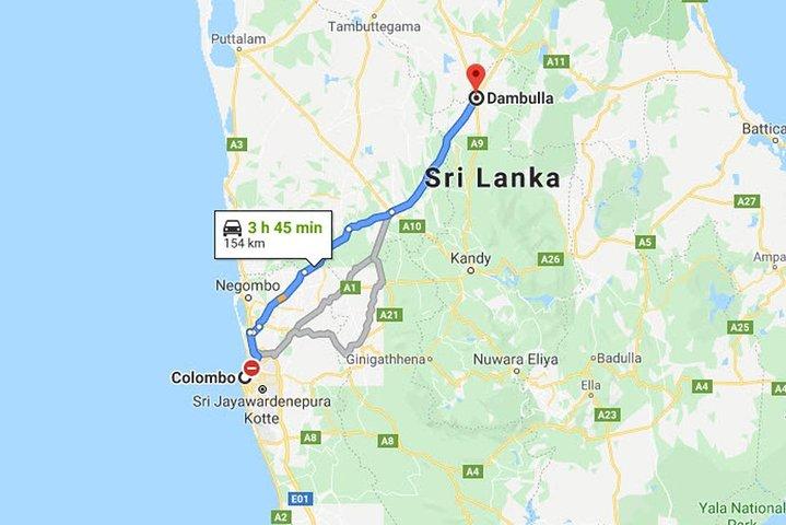 Colombo City to Dambulla City Private Transfer
