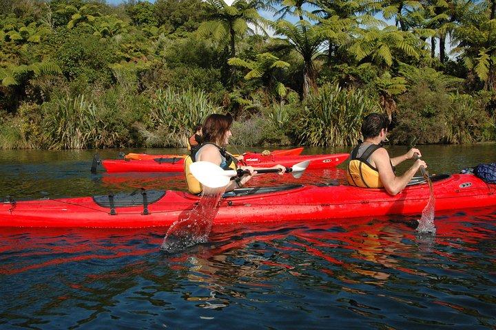 Lake Rotoiti Evening Kayak Tour including Hot Springs, Glowworm Caves and BBQ Dinner