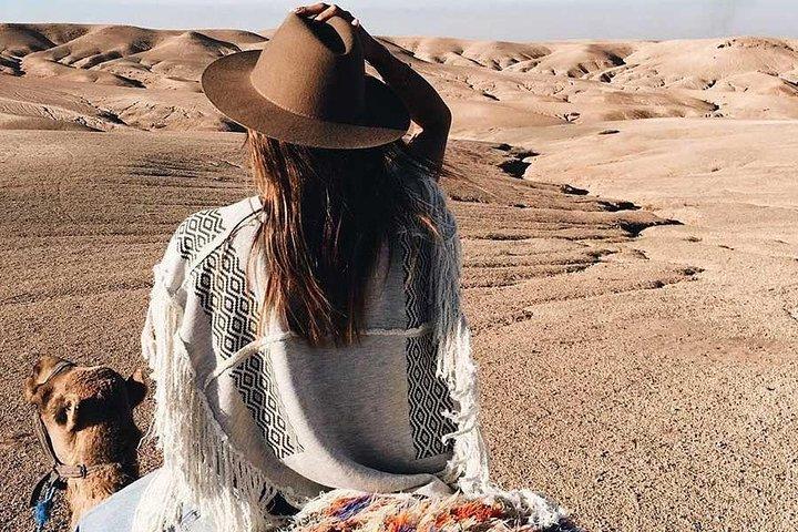 Camel ride in the desert of Agafay