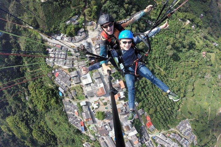 Flying Paragliding Over Medellín