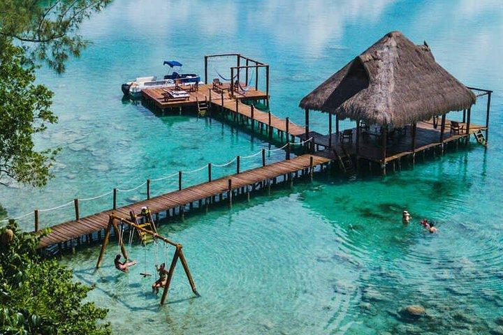 DISCOVER BACALAR Full Day Tour to the 7 Colors Lagoon, Cenotes and Pirates Route