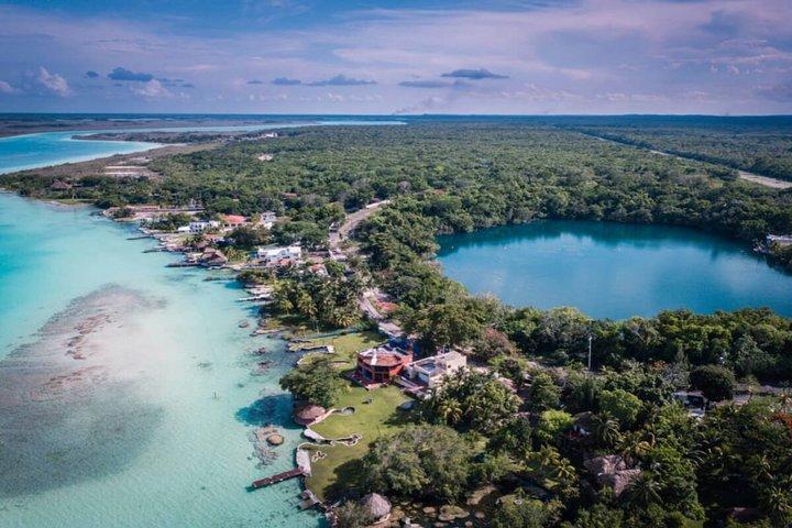 DISCOVER BACALAR Full Day Tour to the 7 Colors Lagoon, Cenotes and Pirates Route