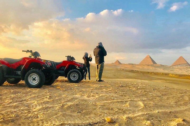 Quad bike ATV around the Desert of Giza Pyramids