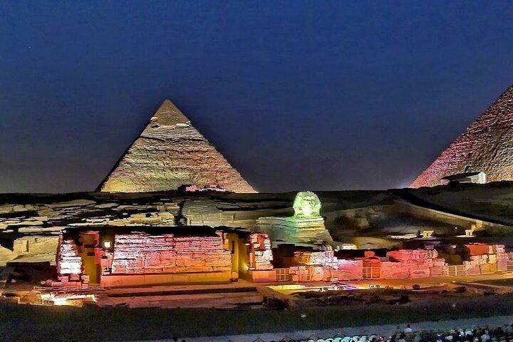 Cairo: Evening Sound & Light Show Into the History at Giza Pyramids & Entry fee