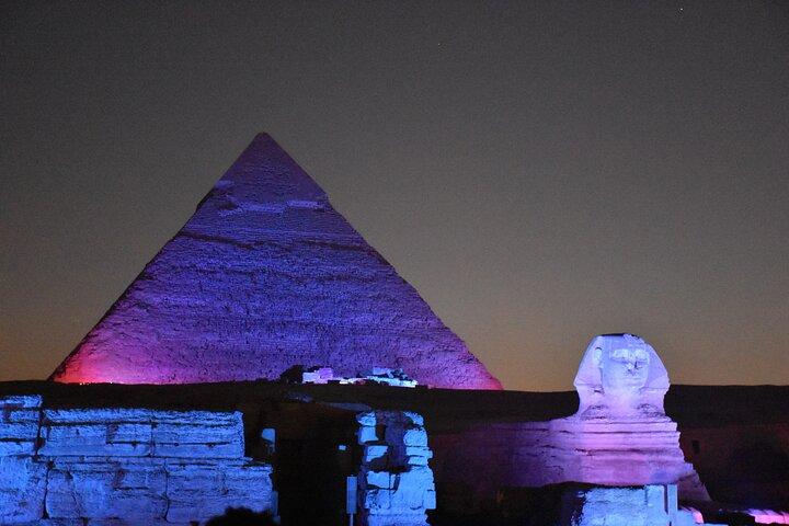 Cairo: Evening Sound & Light Show Into the History at Giza Pyramids & Entry fee