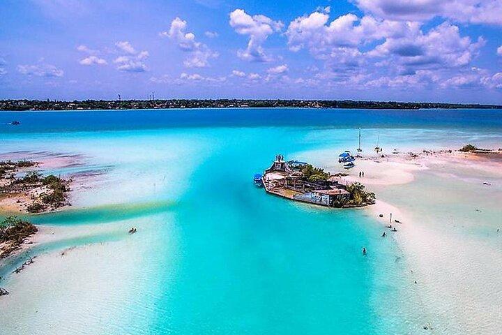 Colorful BACALAR. Incredible Pontoon Tour in one day from Cancun or Riviera Maya
