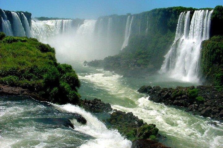 Brazilian Falls With Macuco Safari Boat