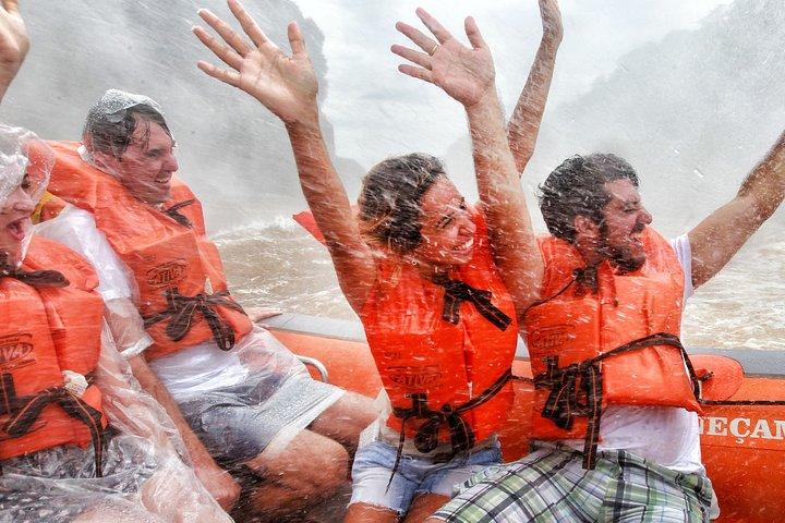 Brazilian Falls With Macuco Safari Boat