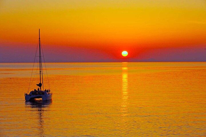 Small Group Santorini Cruise on Catamaran with BBQ & Open Bar