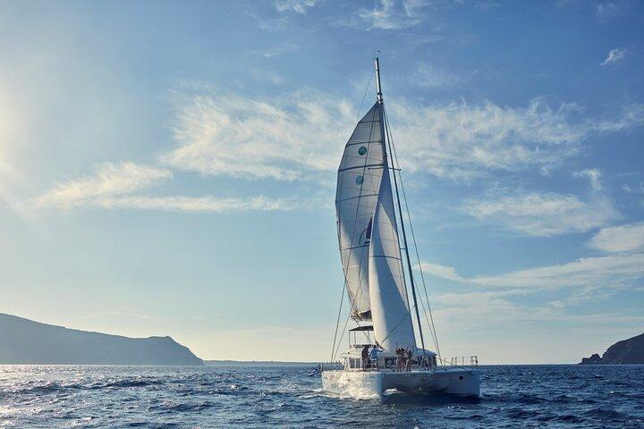 Small Group Santorini Cruise on Catamaran with BBQ & Open Bar