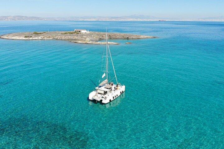 Athens Semi private Morning Catamaran cruise with meal & drinks