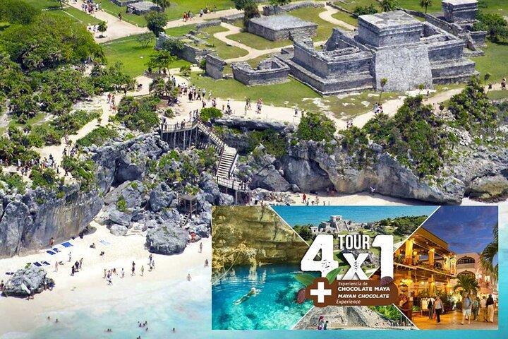 Tulum and Coba 4x1 with Cenote, Playa del Carmen, Mayan Village All Inclusive Tour