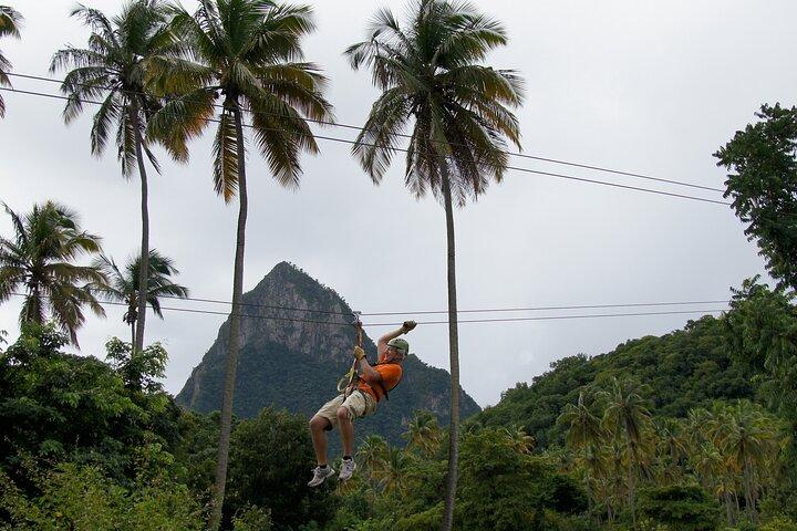 Soufriere Catamaran Excursion with Zip Lining from Castries