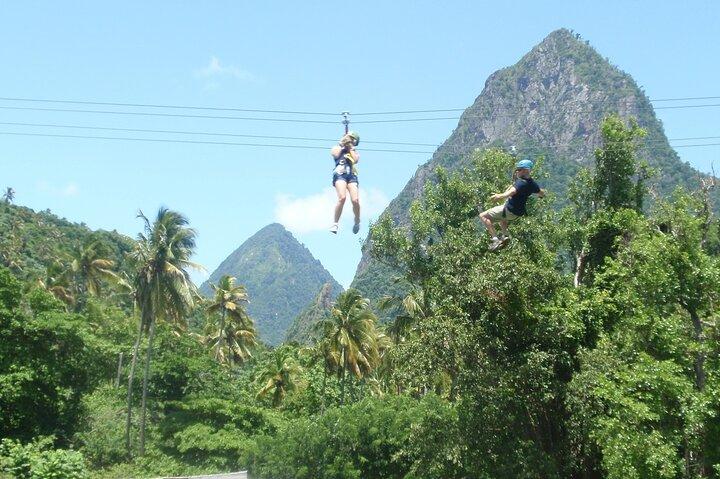 Soufriere Catamaran Excursion with Zip Lining from Castries