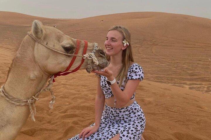 Private Evening Desert Safari Premium Camp: BBQ Camel & Sandboard