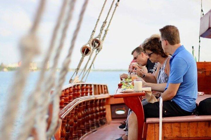 Cancun Lagoon Sunset Sailing Trip aboard classic Galeón with Dinner and Free bar