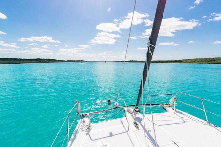 Catamaran Adventure: Sailing and Swimming in the Bacalar Lagoon