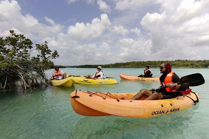 Bacalar Lagoon & Kayak Tour in Club Marmol from Playa del Carmen